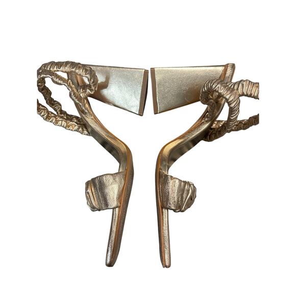 SCHUTZ LIRAH NAPPA LEATHER SANDAL GOLD WOMEN'S SIZE 9.5 - Picture 3 of 7